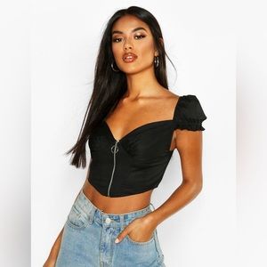 2 For$25✨ Zip Front Peasant Crop Top